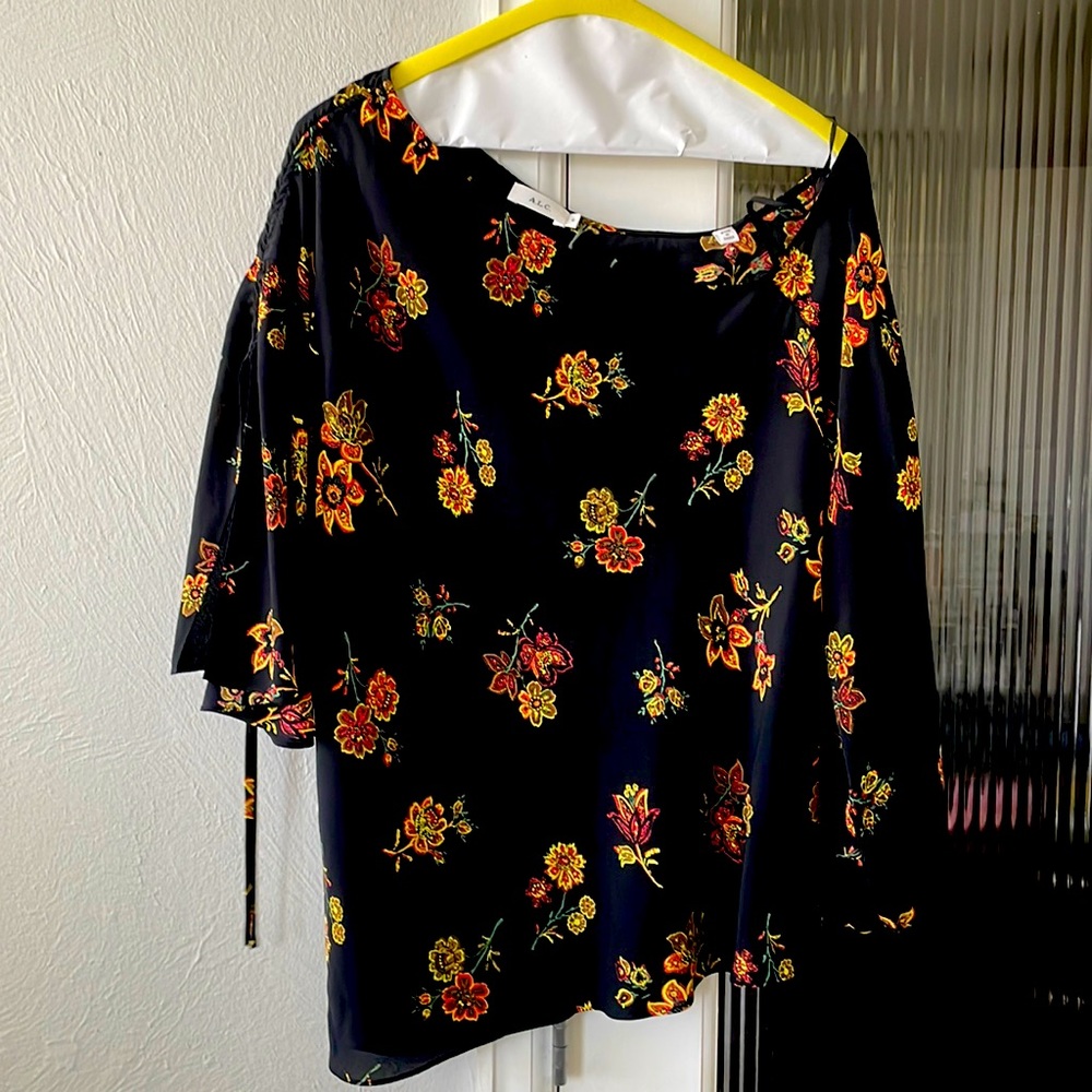 A.L.C. Black & Floral Summer Top - Size 8